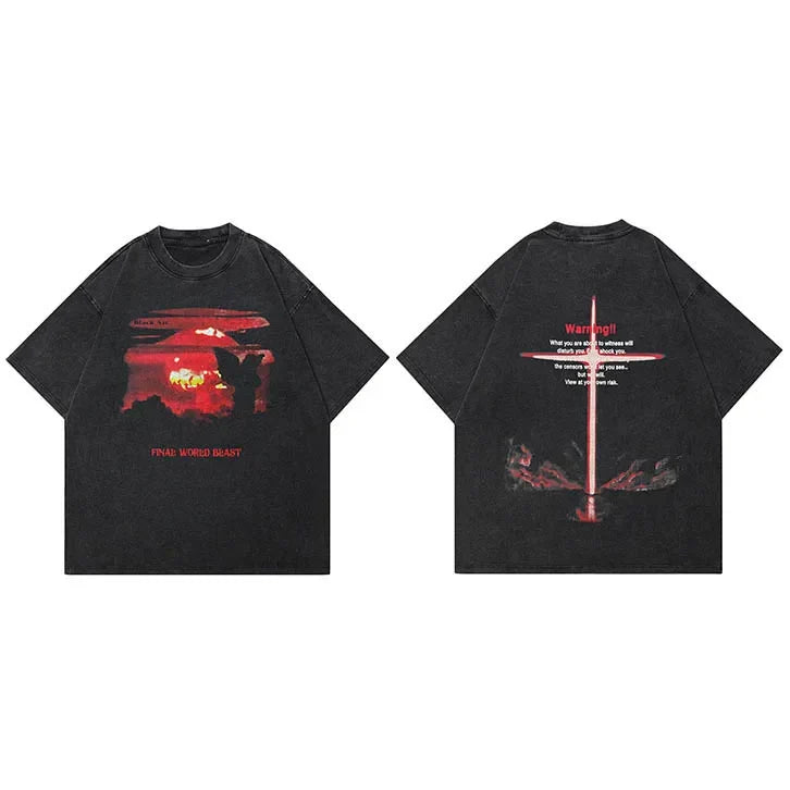 Men Streetwear Hip Hop T Shirt Cross Letter Graphic Hipster T Shirt Faded Black Harajuku Loose Tshirt Cotton Tops Tees Unisex