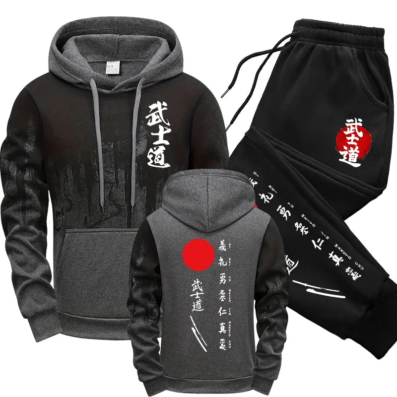 Hot Sales Mens Tracksuit Print Splash-ink Hooded Sweatshirts Sports Jogging Mens Clothing Street Casual Single Piece Tops Pants