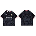 Hip Hop Streetwear Polo T-Shirt Virgin Mary Graphic T Shirt Men Polo Shirt Short Sleeve Harajuku Cotton Tops Tees Red Grey