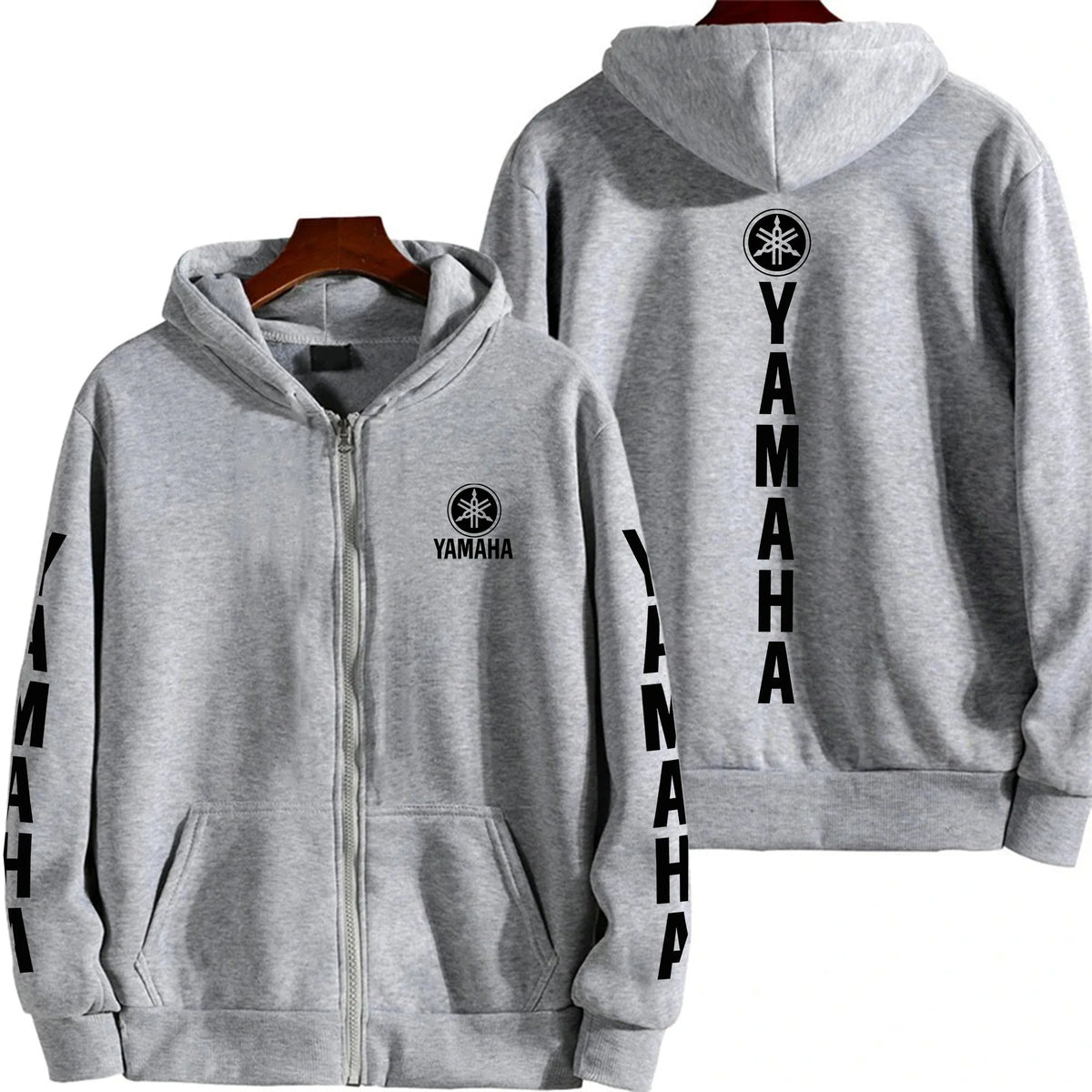 Men's YAMAHA Zipper Hoodie Long Sleeve Motorcycle Racing Printed Hoodie Sportswear Casual Street Couple Jacket with Pocket
