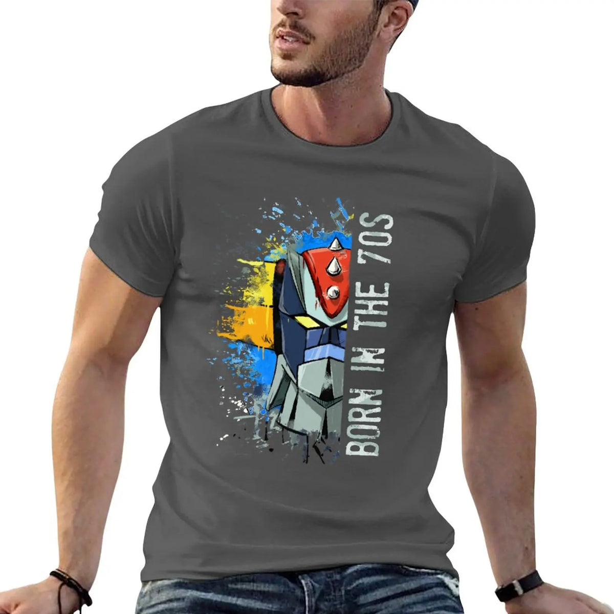 Ufo Robot Goldrake - Born In The Seventies T-Shirt Blouse heavyweights hippie clothes Men's t-shirts