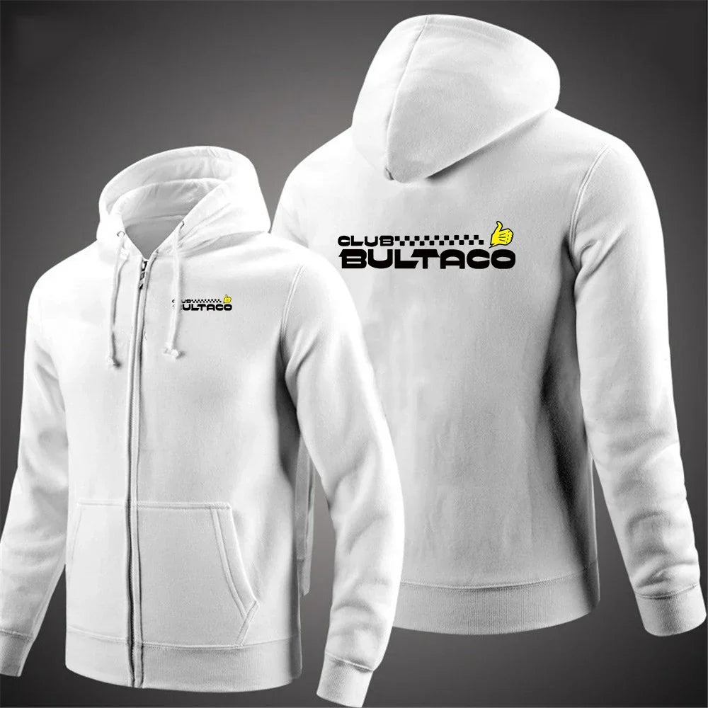 Bultaco Cemoto Motorcycles Logo Print Sweatshirt Hooded Coat 2026 Spring And Autumn Men's Versatile Cardigan Hoodies Jacket