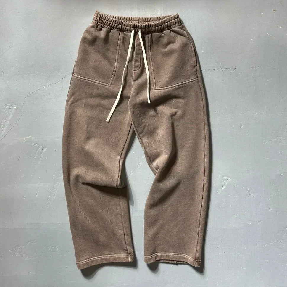 American street solid color casual wear cotton comfortable oversized sweatshirt men two-piece Harajuku jogging pants sportswear