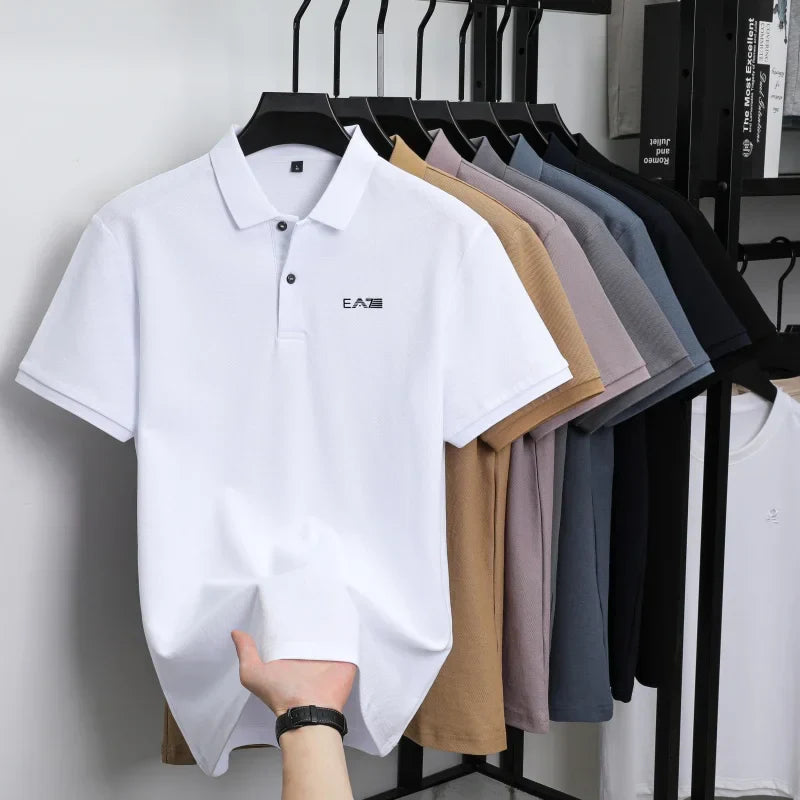 Luxury brand polo shirt short sleeved letter printed men's top summer 100% cotton comfortable breathable casual lapel T-shirt
