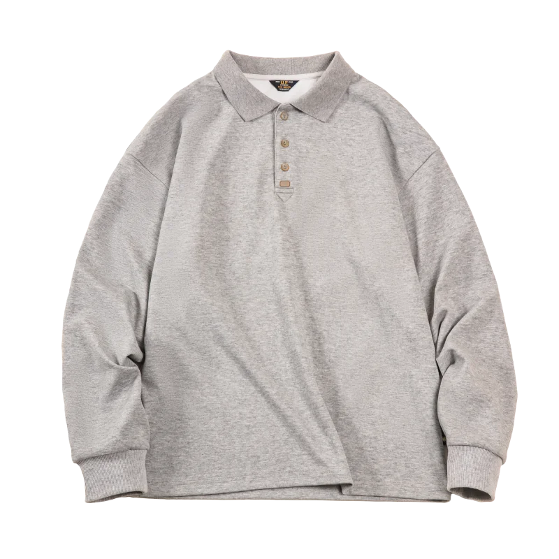 Spring Vintage Oversize Polo Shirts for Men Business Casual Solid Color Long Sleeve T-shirt Stylish Lapel Plain Tops