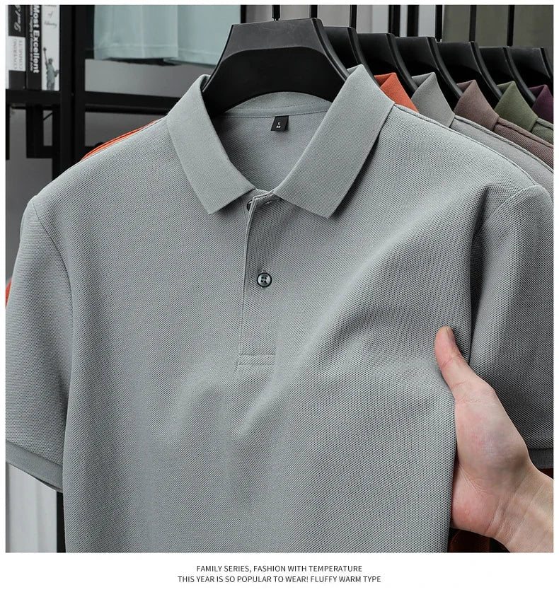 Men's 100% Cotton Polo Shirt - Summer Casual Breathable Tee,19 Colors,Ideal for Golf and Sports,Business Casual,Silk-Like Finish