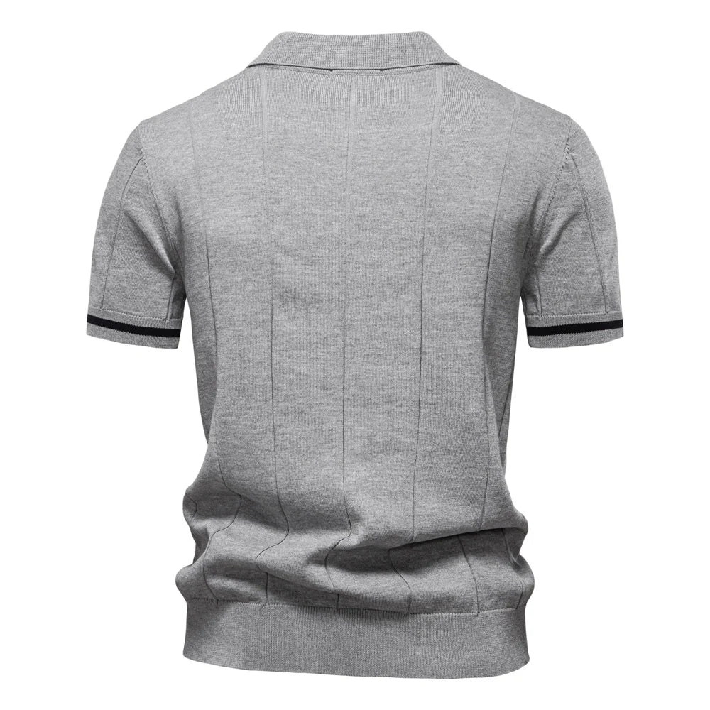 Men's Solid Color Sport Zipper Polo Shirt Athletic Social Polo Shirts for Men Office Slim Fit Polo