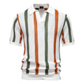 Men's Ribbed Knit Polo Shirt For Breathable Striped Casual Wear with Comfortable Collar High quality Male Polo Shirt