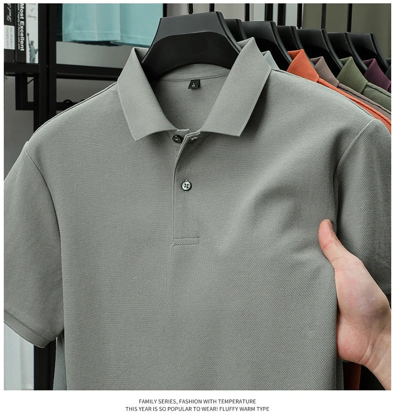 Men's 100% Cotton Polo Shirt - Summer Casual Breathable Tee,19 Colors,Ideal for Golf and Sports,Business Casual,Silk-Like Finish