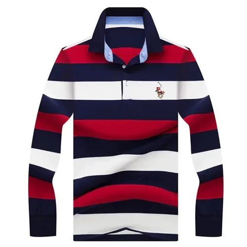 Autumn winter new polo shirt High quality brand cotton men's polo shirt Long sleeve casual striped shirt polo men clothing