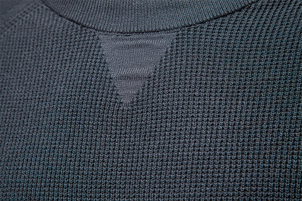 Raglan Sleeve Polo Shirt Men Henley Collar Solid Color Long Sleeve Heavyweight Cotton Business Casual Autumn Winter