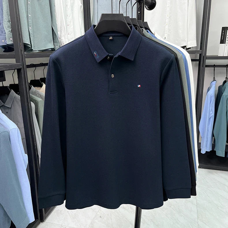 High end embroidery craft polo shirt long sleeved brand autumn Men's Wear comfortable breathable cotton casual business T-shirt