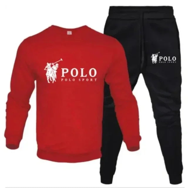 Men's two-piece round-neck sweatshirt + jogging pants, autumn and winter fashion, outdoor fitness and casual sportswear set