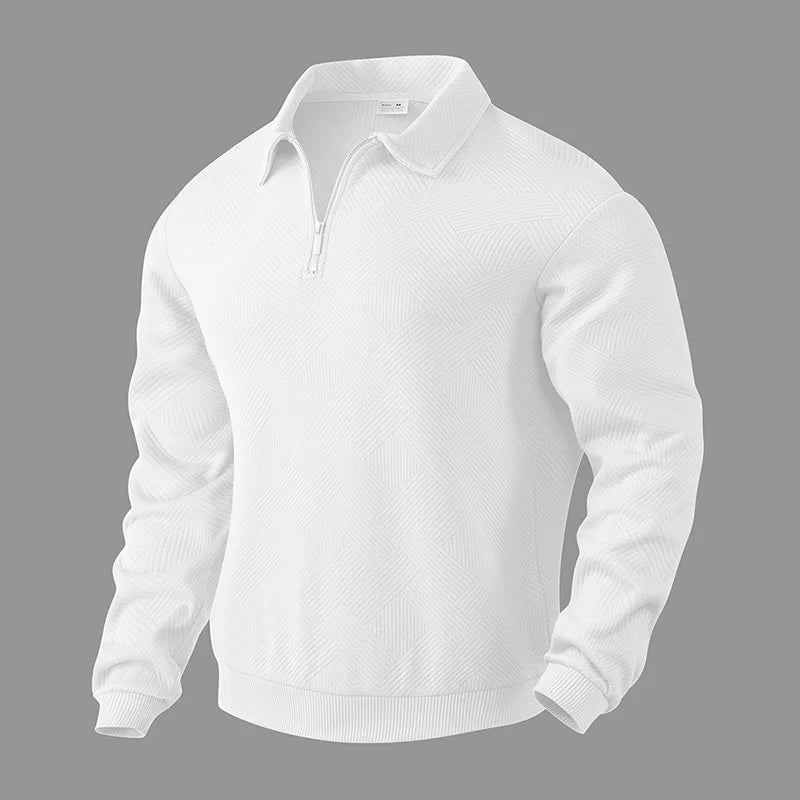 24 cross-border popular autumn long-sleeved lapel zipper men's loose casual top polo shirt