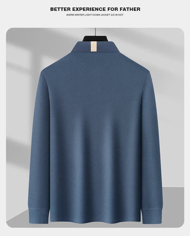 High end letter embroidery brand men's long sleeved polo shirt 2024 Spring and Autumn new comfortable 100% cotton casual T-shirt