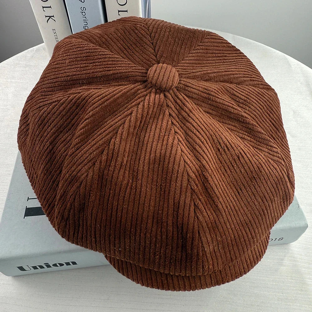 Retro Winter Caps For Men Corduroy Newsboy Hat Woman Flat Cap Male Warm Cap Dad Outdoors Casual Octagonal Cap Gatsby Hat BJM34