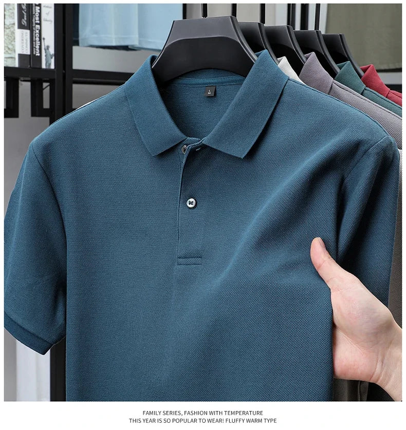 Men's 100% Cotton Polo Shirt - Summer Casual Breathable Tee,19 Colors,Ideal for Golf and Sports,Business Casual,Silk-Like Finish
