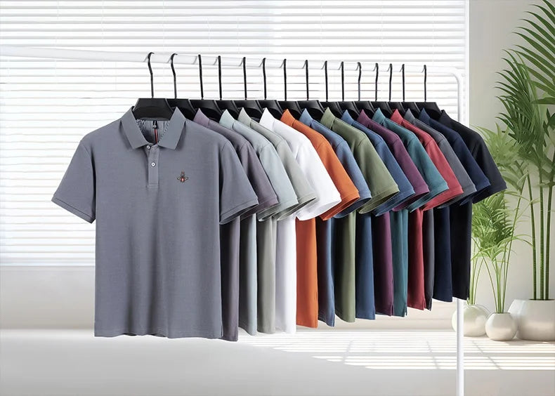 100% pure cotton 2025 summer men's Polo T-shirt high-end designer brand fashion cozy short sleeve 3D embroidery design hot sale
