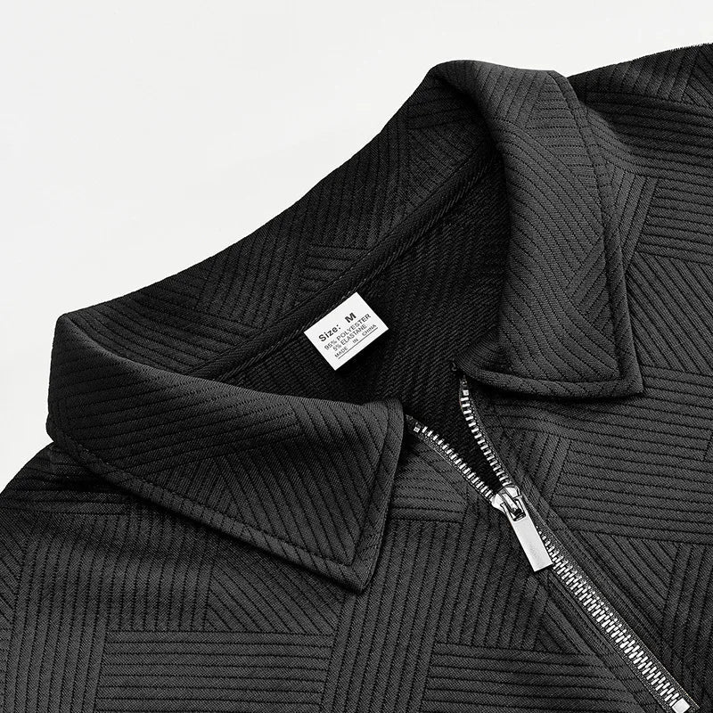 24 cross-border popular autumn long-sleeved lapel zipper men's loose casual top polo shirt