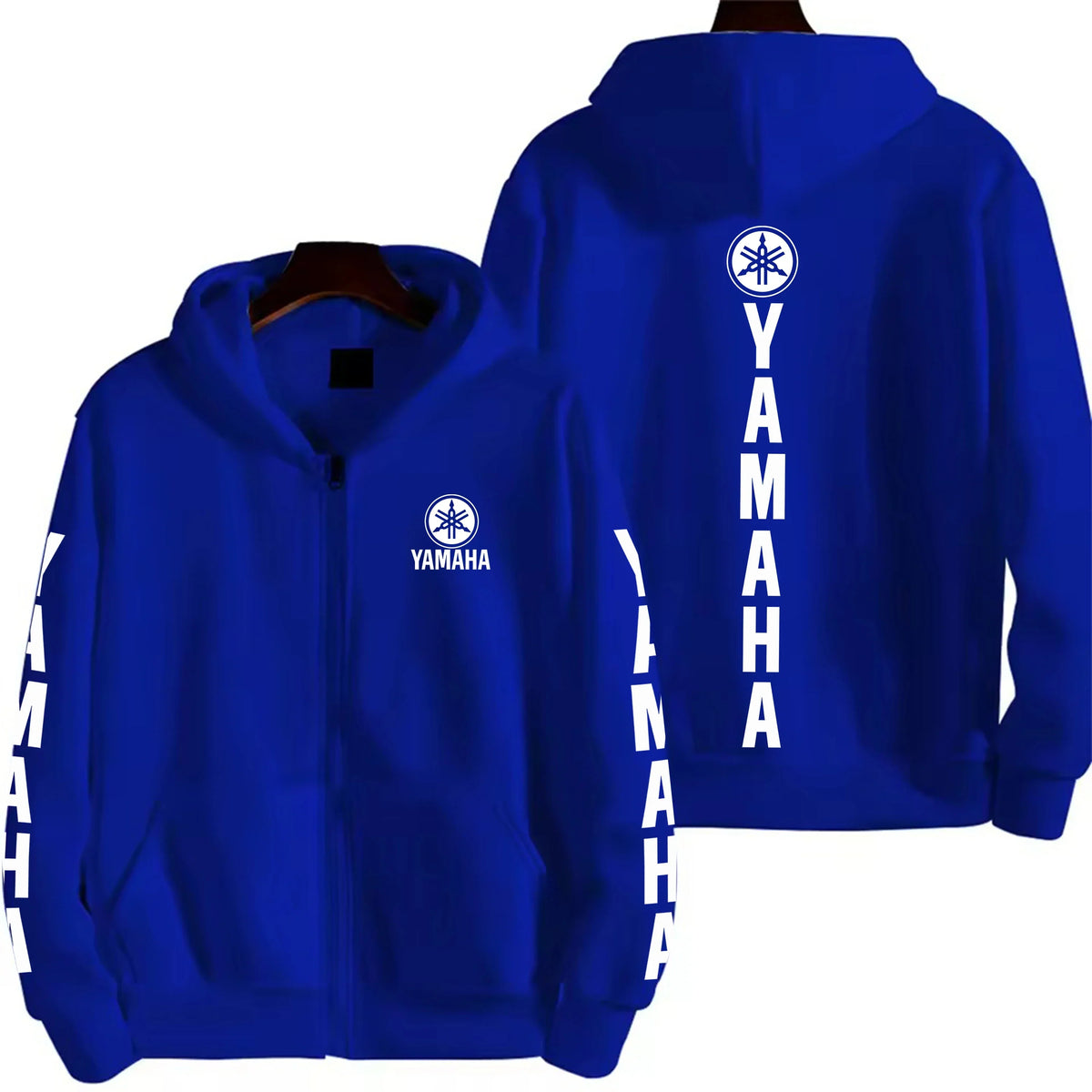 Men's YAMAHA Zipper Hoodie Long Sleeve Motorcycle Racing Printed Hoodie Sportswear Casual Street Couple Jacket with Pocket
