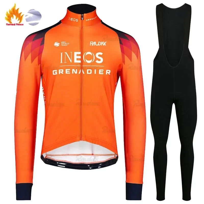 Grenadier Winter Cycling Jackets Long Sleeves Fleece Cycling Clothing MTB Cycling Bib Pants Set Warm Road Bike Sportswear