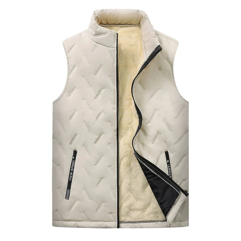 Unisex Large Size Lamb Velvet Fleece Lined Thickened Warm Vest Casual Fashion Collar Jacket M-7XL Couple Style Topwear