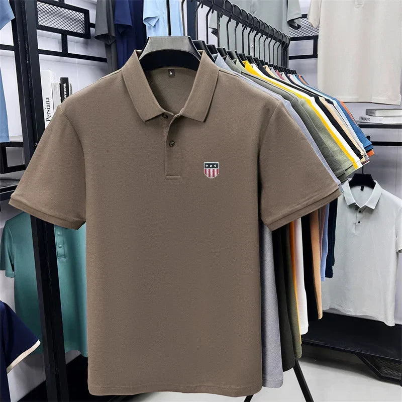 men's summer luxury brand cotton 100% polo shirt lapel printing short sleeves t-shirt business leisure ventilate men's clothing