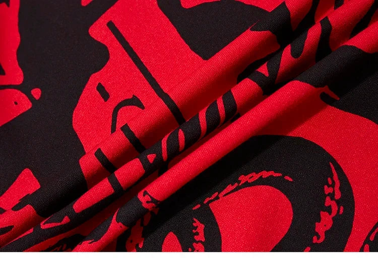 Hip Hop Streetwear Polo T-Shirt Virgin Mary Graphic T Shirt Men Polo Shirt Short Sleeve Harajuku Cotton Tops Tees Red Grey