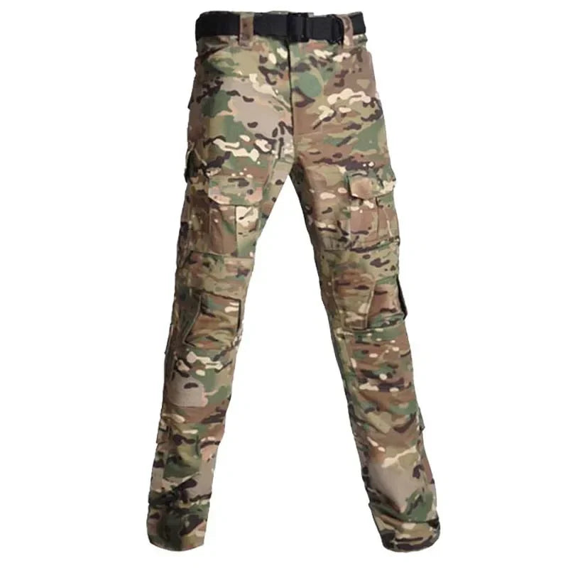 Tactical Military Camo Pants Men Multi Pockets Cargo Trousers with Protective Knee Pads for Hunting Airsoft Wargame