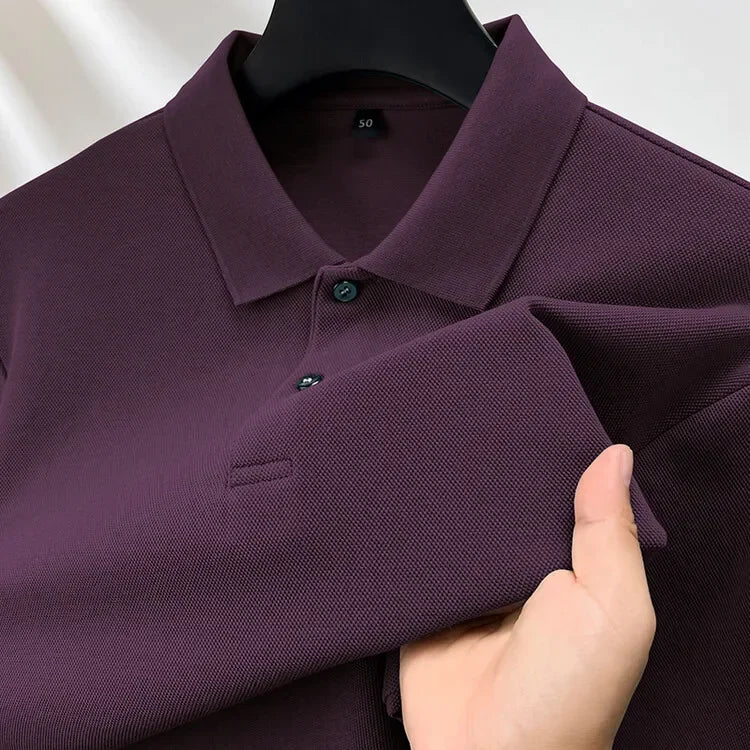 100% Cotton Polo Shirt, Four Seasons Universal  Leisure Long Sleeve, Breathable Lapels T-shirt, Perfect for Golf Sports Durable