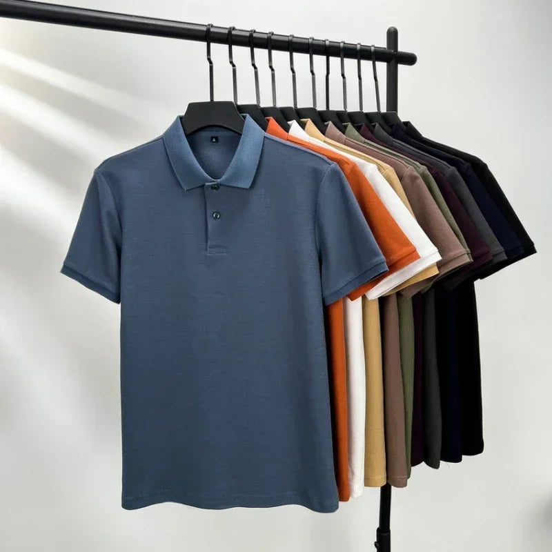 20 Colors Men's 100% Cotton Polo Shirt - Summer Casual Breathable Tee,Ideal for Golf and Sports,Business Casual,Silk-Like Finish