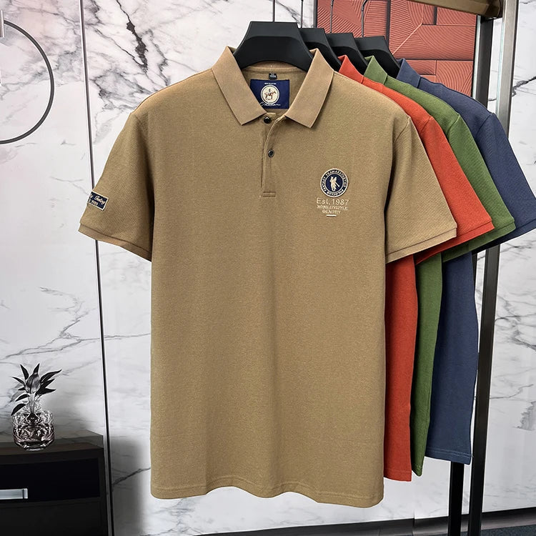 Luxury brand men's polo shirt short sleeve high-end fashion Paul embroidery lapel T-shirt 2025summer breathable casual golf top