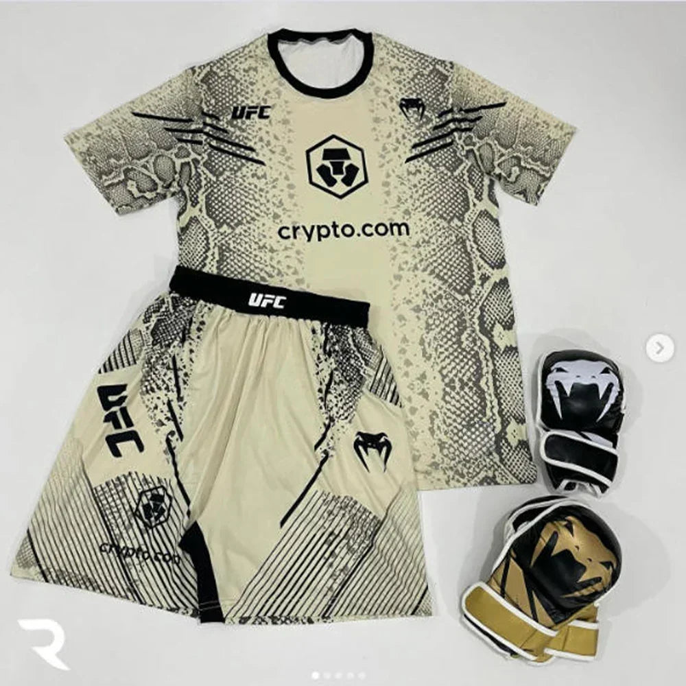 2026 New Hot Summer UFC Fighting Night Boxing Set Men Women MMA Oversized Breathable Speed Drying Training Jujutsu Sports Set