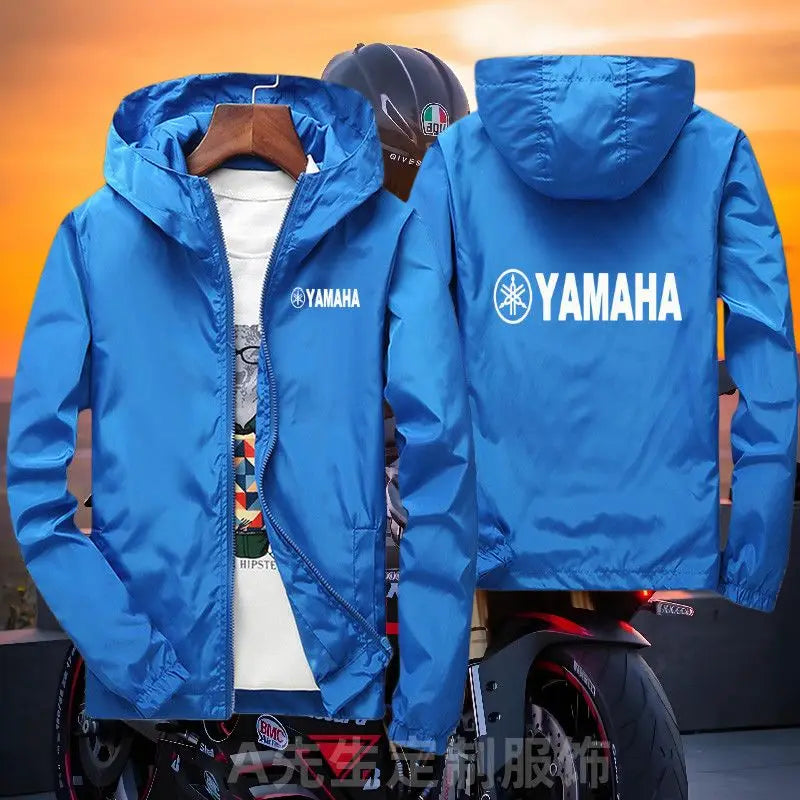 2026customized Yamaha motorcycle trench coat creative and personalized riding thin casual men's and women's zipper hooded jacket