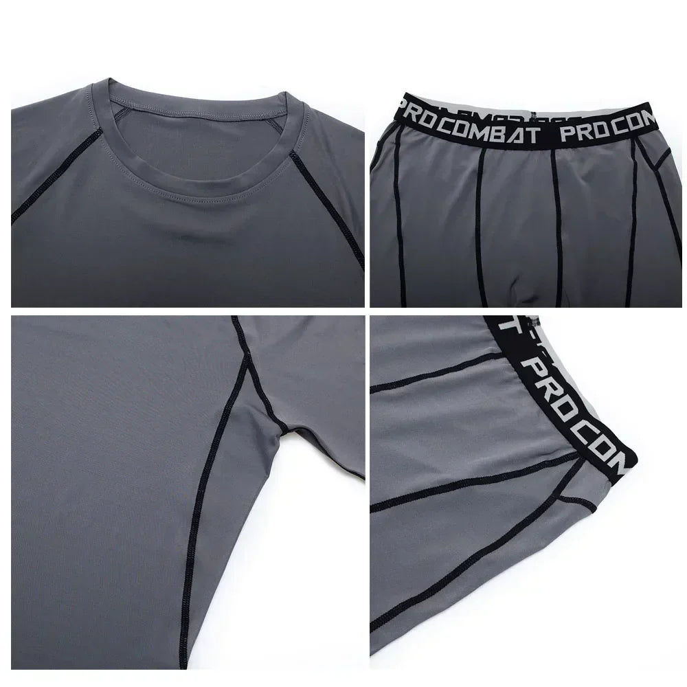 2024 Men's Running Fitness Sportswear Athletic T-Shirt Training Gym Clothes Sports Suits Workout Jogging Rashguard Men's Kit