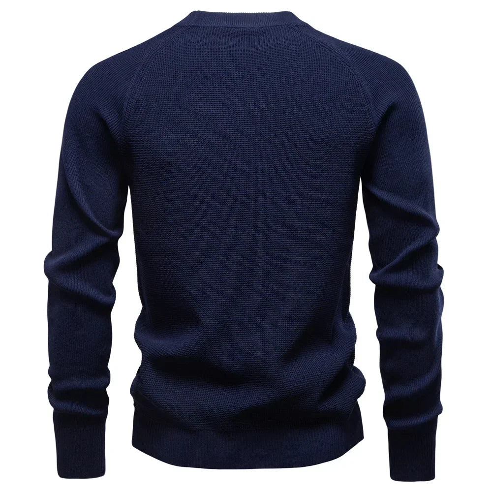 Raglan Sleeve Polo Shirt Men Henley Collar Solid Color Long Sleeve Heavyweight Cotton Business Casual Autumn Winter