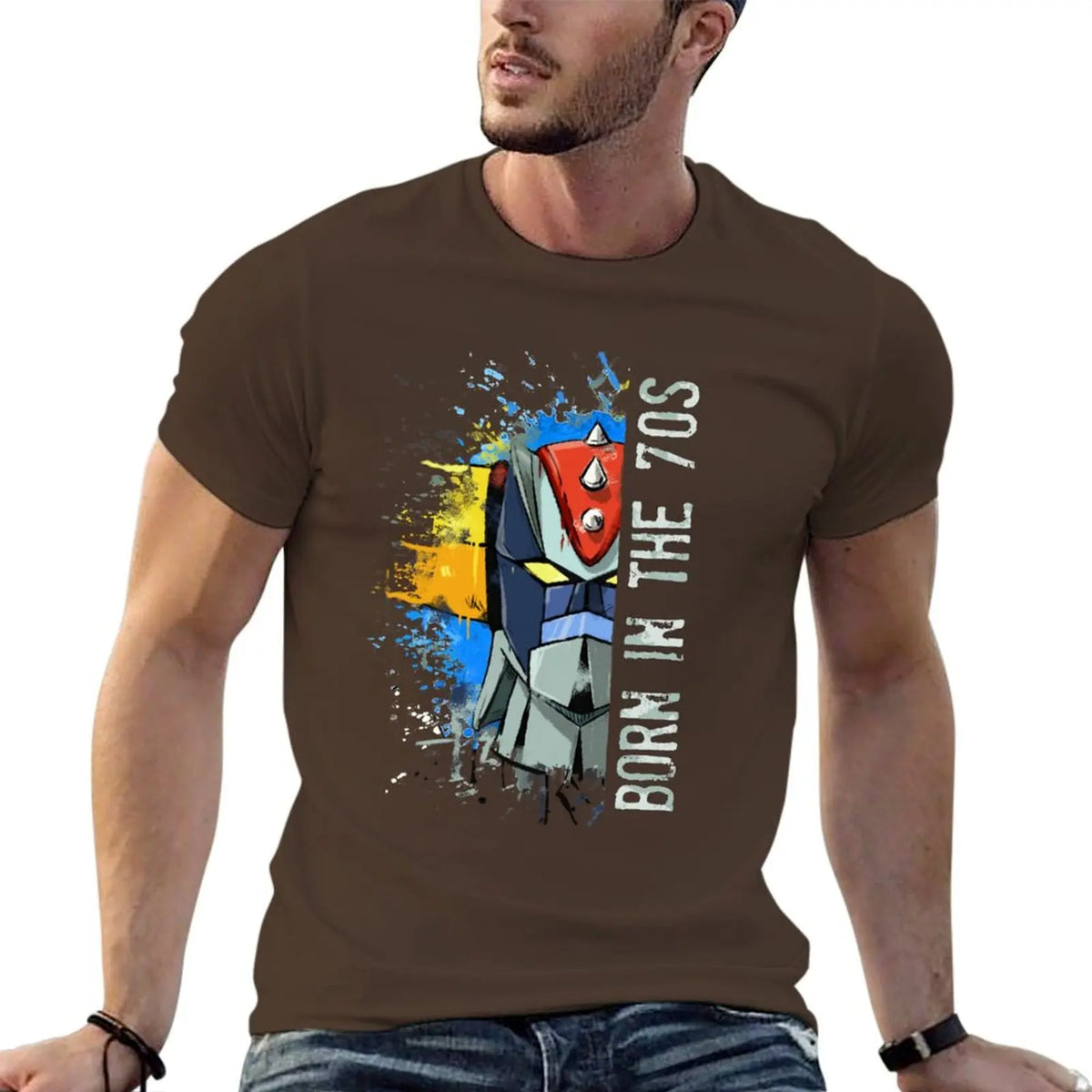Ufo Robot Goldrake - Born In The Seventies T-Shirt Blouse heavyweights hippie clothes Men's t-shirts