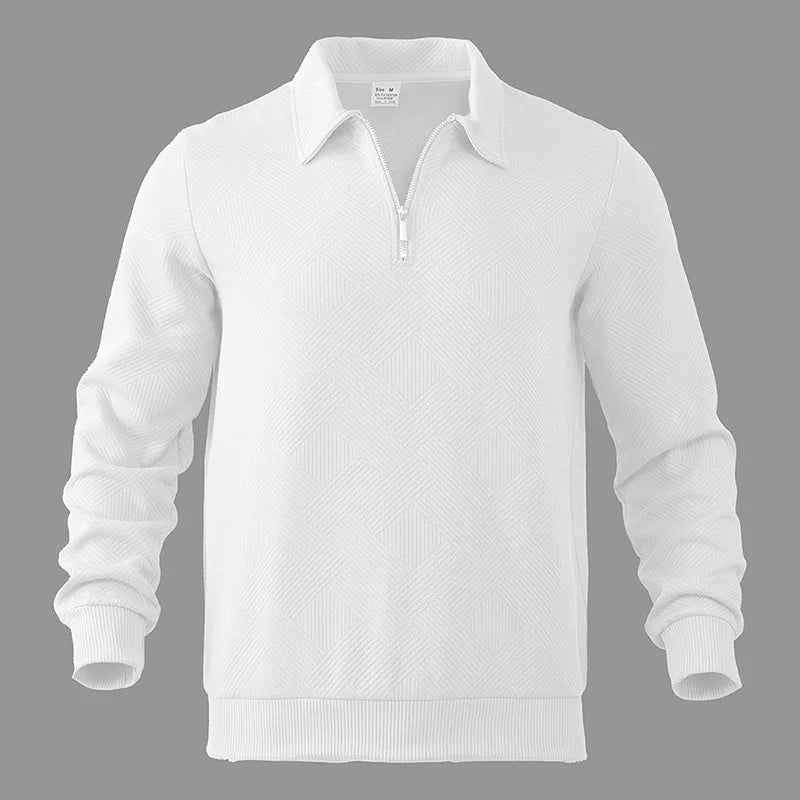 24 cross-border popular autumn long-sleeved lapel zipper men's loose casual top polo shirt