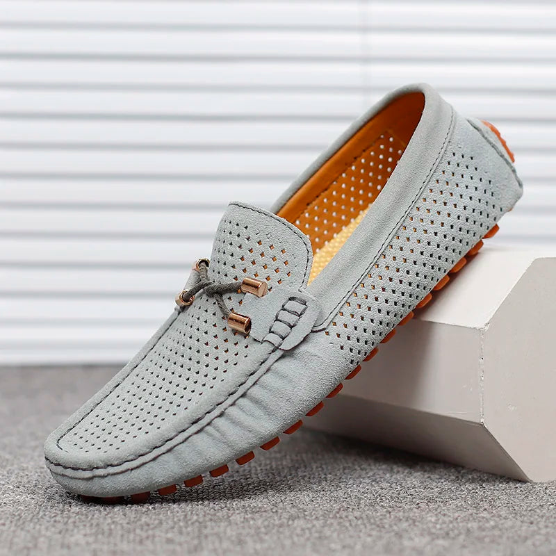Mens Casual Shoes Genuine Leather Man Loafers Slip on Flats Lightweight Mens Driving Shoes Lazy Shoes