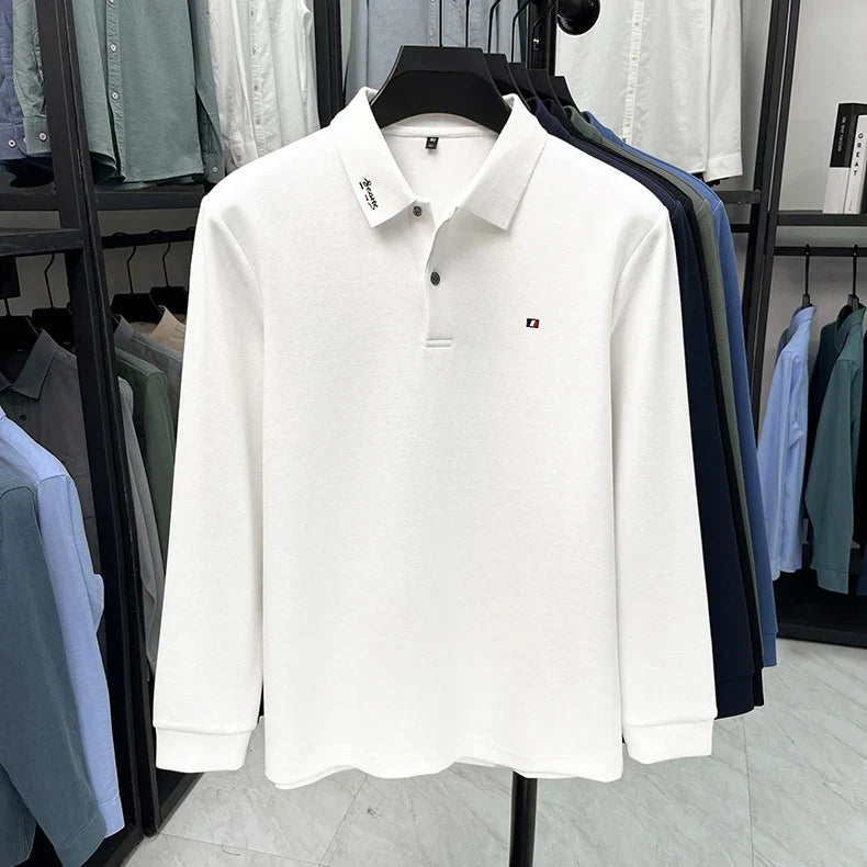 High end embroidery craft polo shirt long sleeved brand autumn Men's Wear comfortable breathable cotton casual business T-shirt