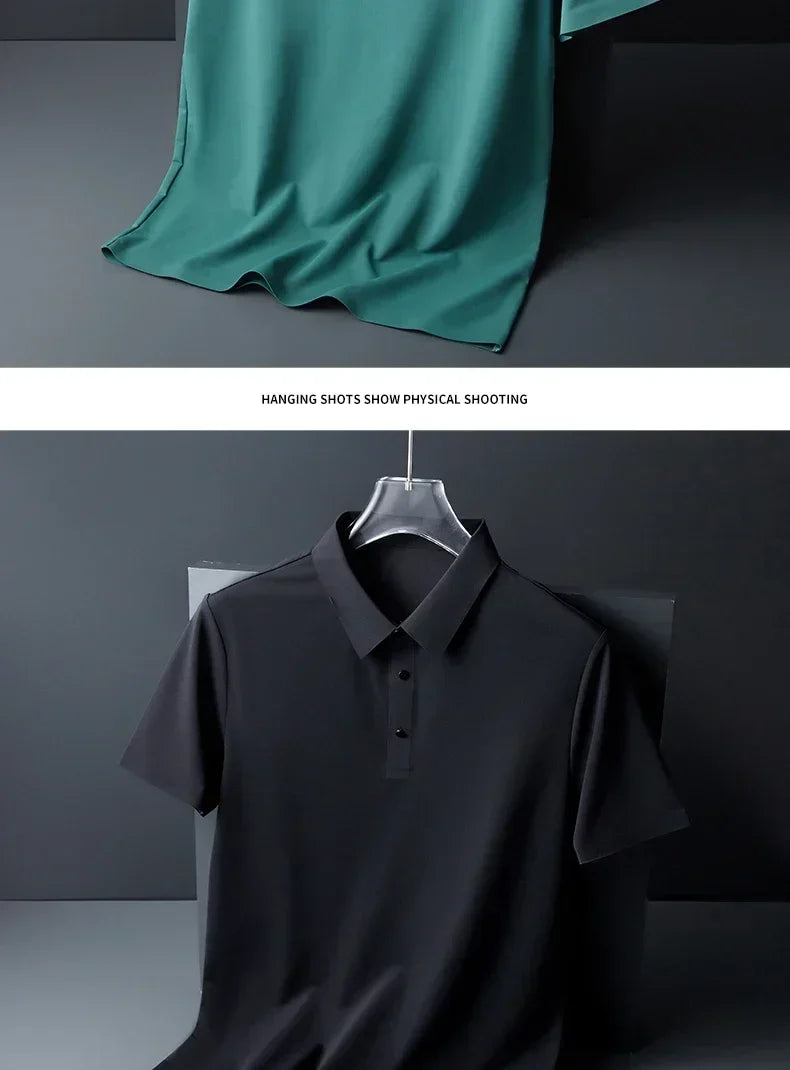 10 Color Men's Thin Polo Shirt Summer New Ice Silk Popular Business Casual Breathable Lapel Polo Shirt for Man Brand Clothing