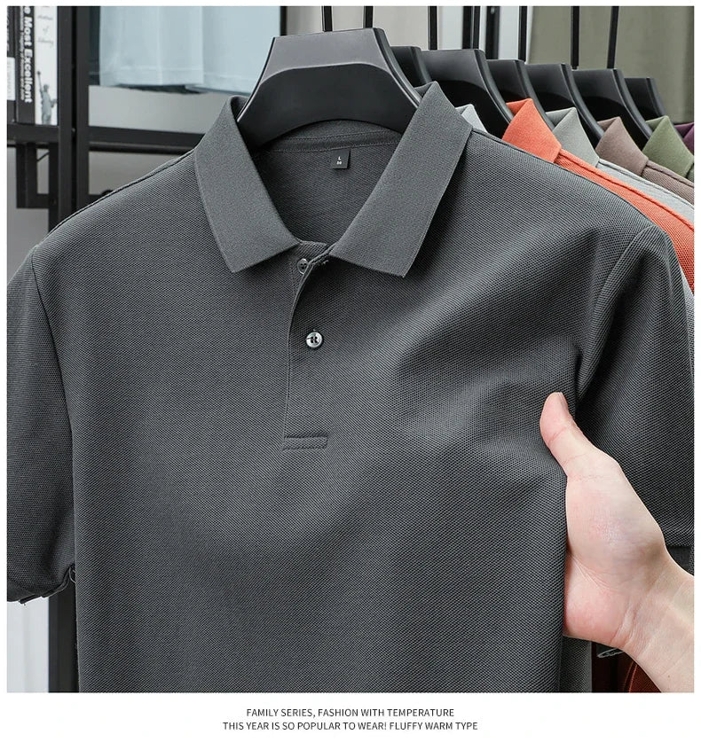 Men's 100% Cotton Polo Shirt - Summer Casual Breathable Tee,19 Colors,Ideal for Golf and Sports,Business Casual,Silk-Like Finish