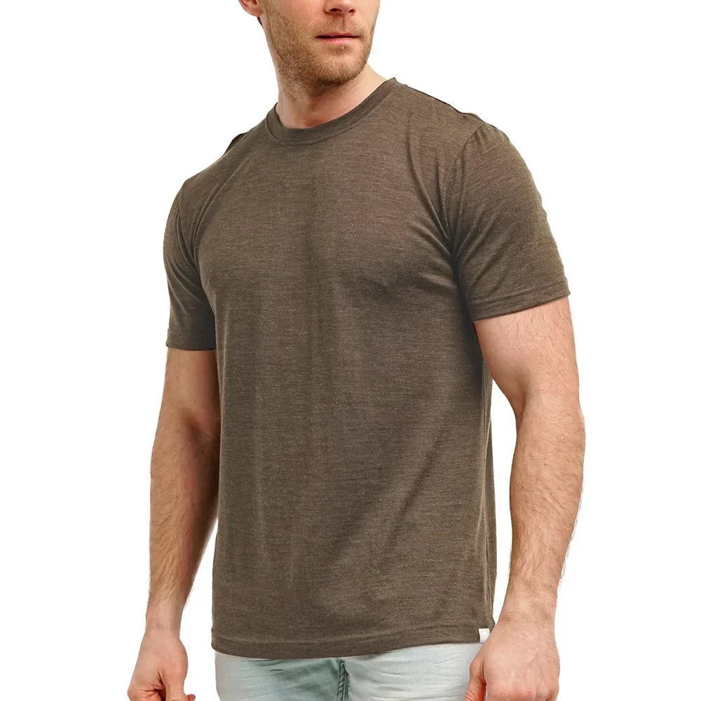 Superfine Merino Wool T shirt Men Base Layer Merino Shirt Wicking Breathable Quick Dry Anti-Odor No-itch Big USA Size