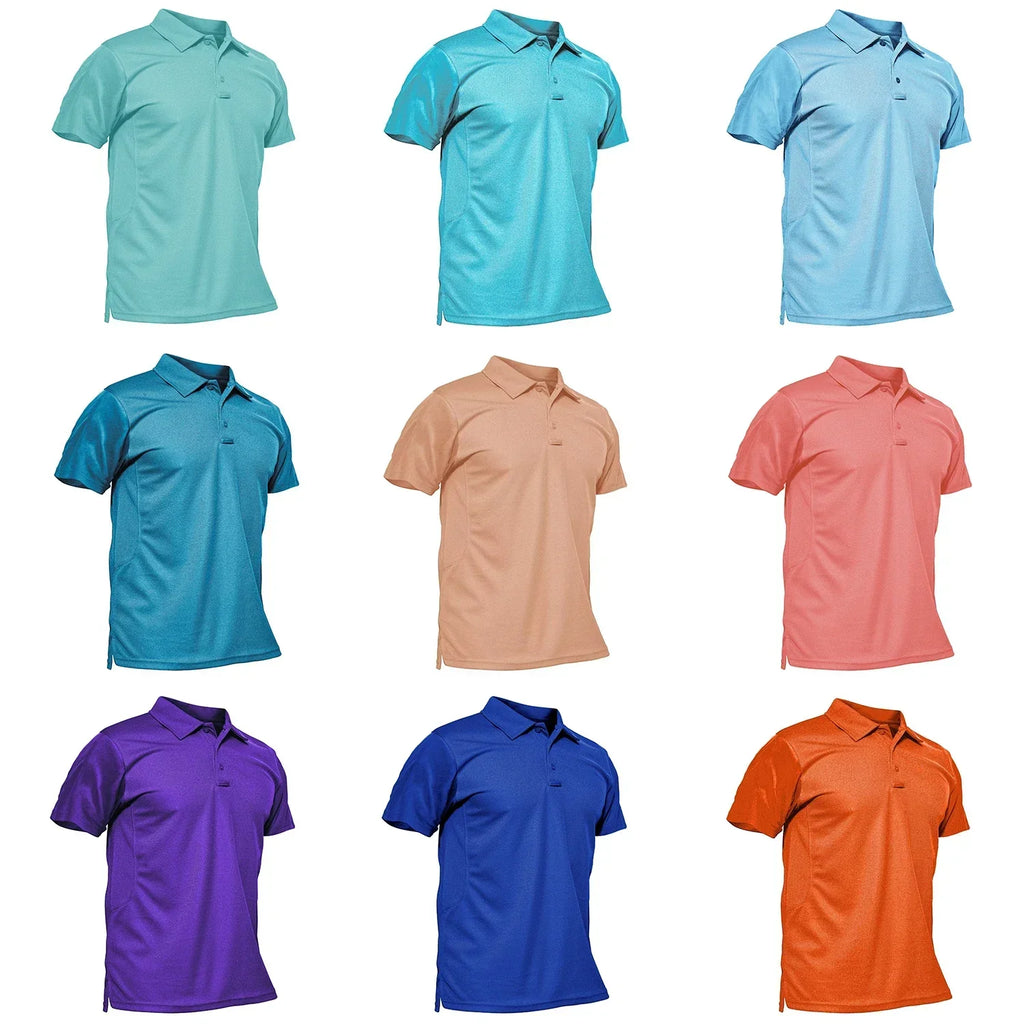 Summer Colorful Fashion Polo Tee Shirts Men's Short Sleeve T-shirt Quick Dry Army Team Work Green T-Shirt Tops Clothing