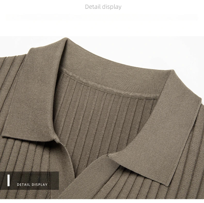 Mulberry Silk Men's Short-Sleeved Shirt, Slim Fit Summer Business Gentleman Men's Polo Shirt in 2024, High-End Knitwear