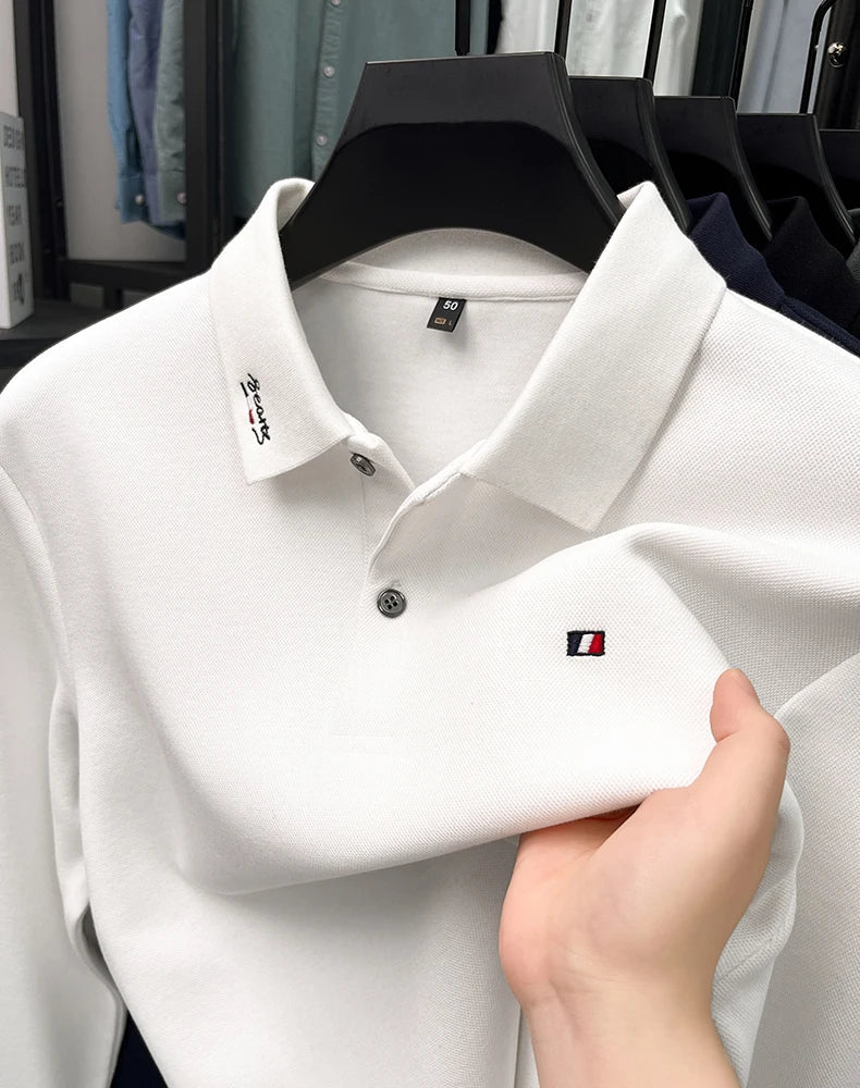 High end embroidery craft polo shirt long sleeved brand autumn Men's Wear comfortable breathable cotton casual business T-shirt