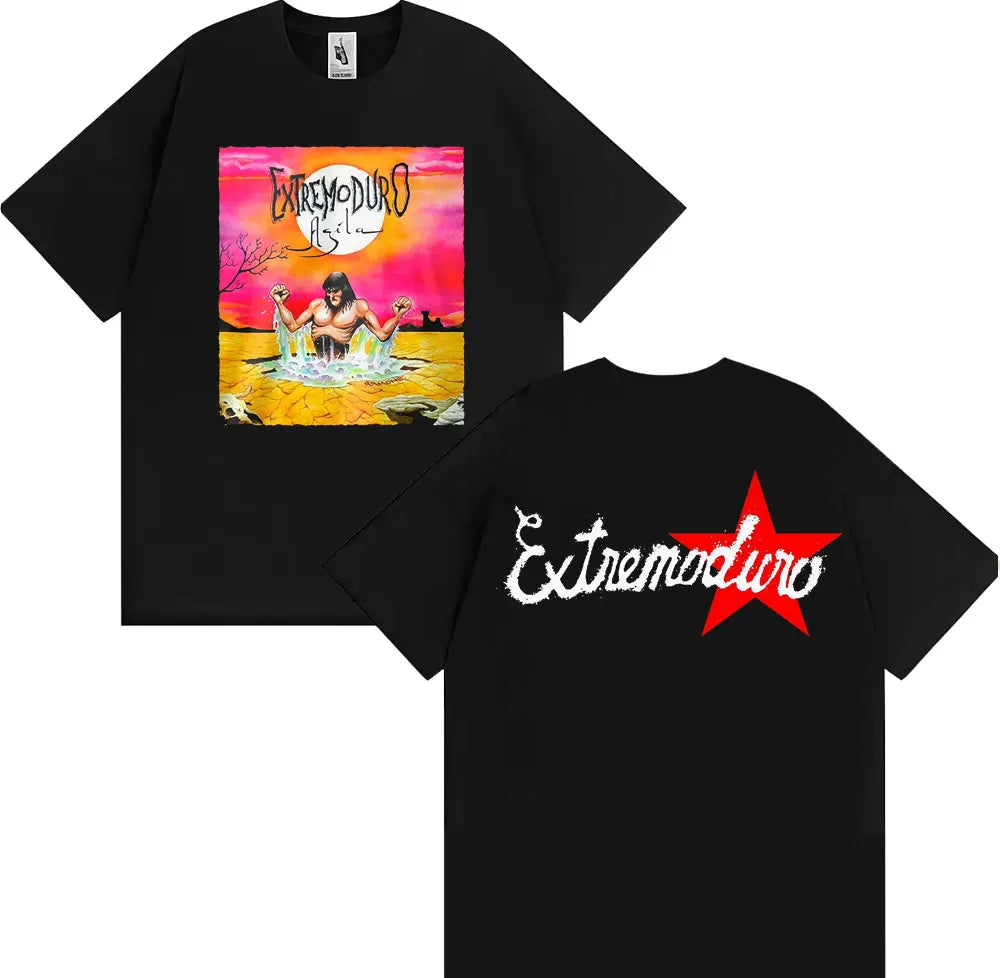 Rock Band EXTREMODURO Tour 2025 Cover T-shirt Men Women Fashion Vintage Short Sleeve T Shirts Summer Pop Loose Oversized T Shirt