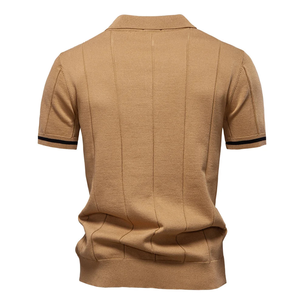 Men's Solid Color Sport Zipper Polo Shirt Athletic Social Polo Shirts for Men Office Slim Fit Polo
