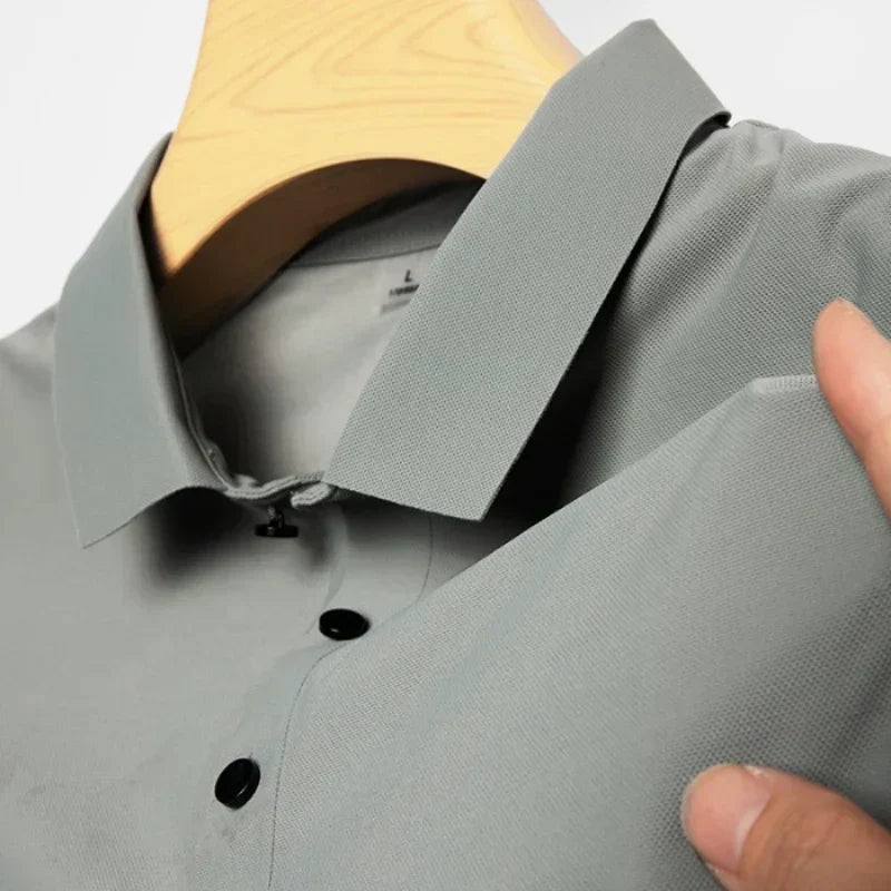 10 Color Men's Thin Polo Shirt Summer New Ice Silk Popular Business Casual Breathable Lapel Polo Shirt for Man Brand Clothing