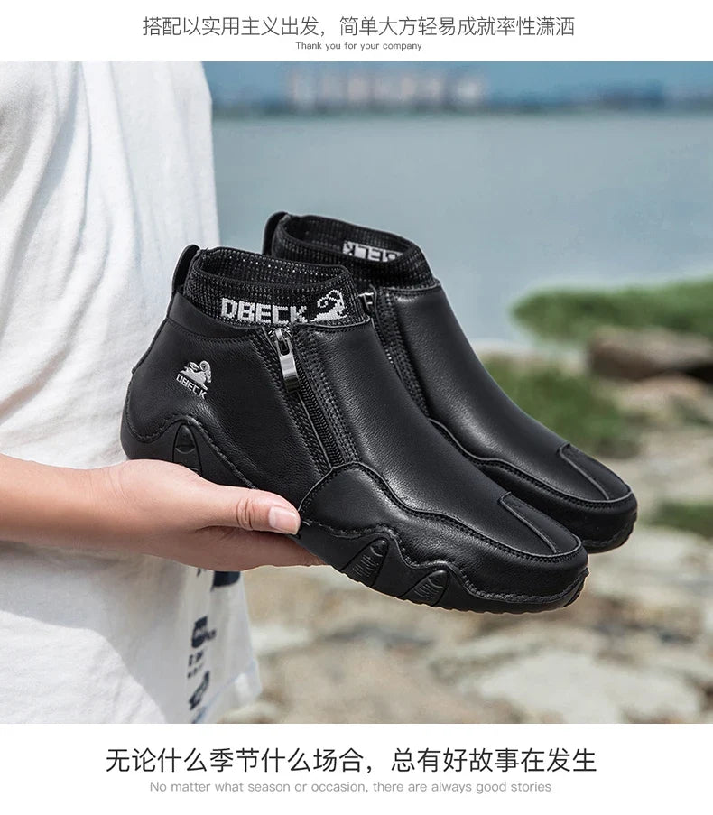 DBECK Men Sneakers Casual Shoes Male High Top Sneakers Winter Warm Designer Fashion Loafers Lace Up Shoes Men Ankle Boots